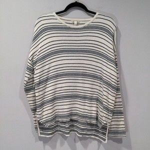 Eileen Fisher Petite Size S Organic Cotton Striped Sweater Hi-Lo Hem Oversized